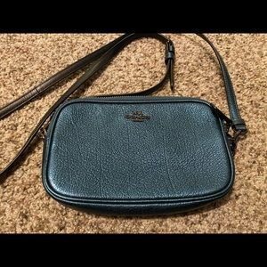COACH Sadie Metallic Pebble Leather Crossbody Purse